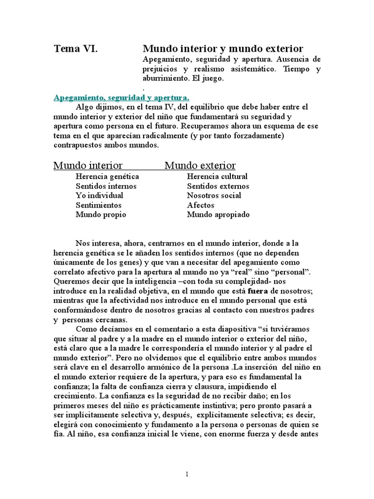 Tema 06 Mundo Interior y Mundo Exterior Descargar gratis PDF Verdad