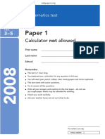 2008 KS3 Maths - Paper 1 - Level 3-5