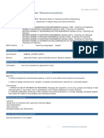 OFT - Optical Fiber Telecommunications: Teaching Unit: Academic Year: Coordinating Unit