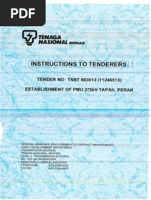 Tnb Malaysia Standard Substation Tender Equirement Pdf