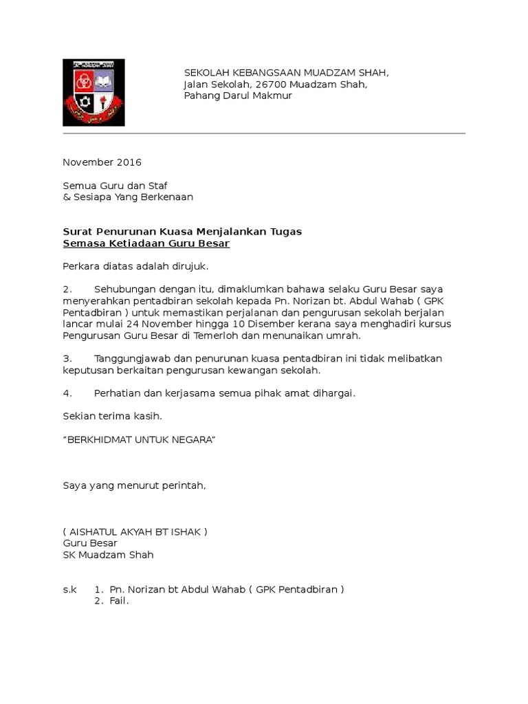 Surat Penurunan Kuasa | Pdf