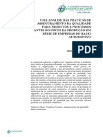 Uma Análise Das Práticas de Asseguramento Da Qualidade para Produtos e Processos Antes Do Início Da Produção em Série de Empresas Do Ramo Automotivo.