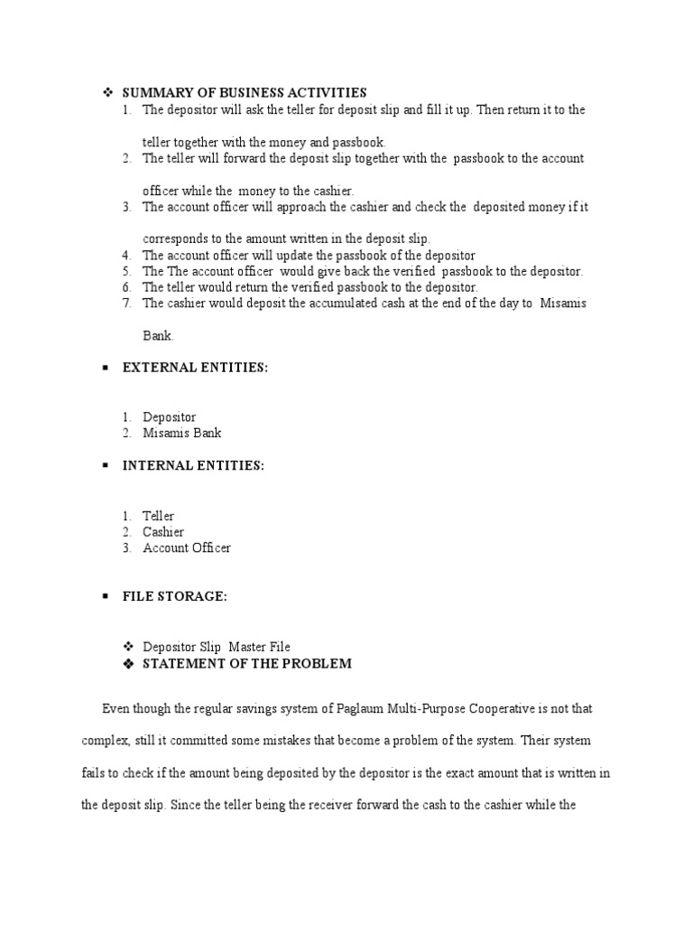 Summary of Business Activities 1