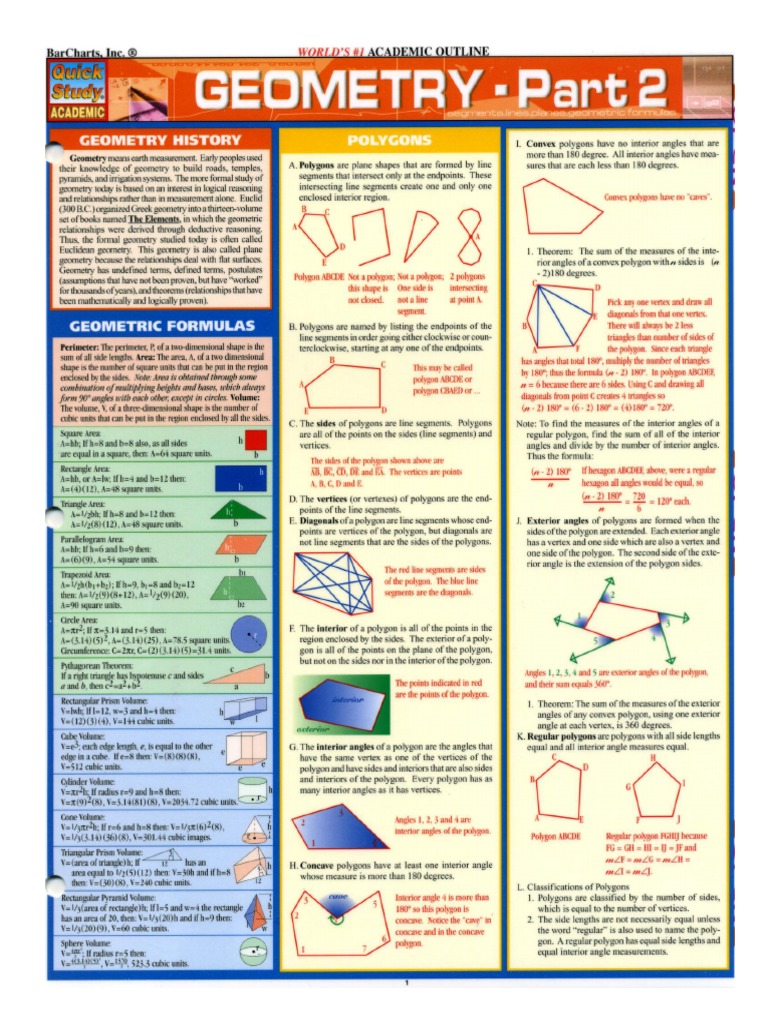 Geometry Part 2 Quick Study Bar Charts PDF | PDF