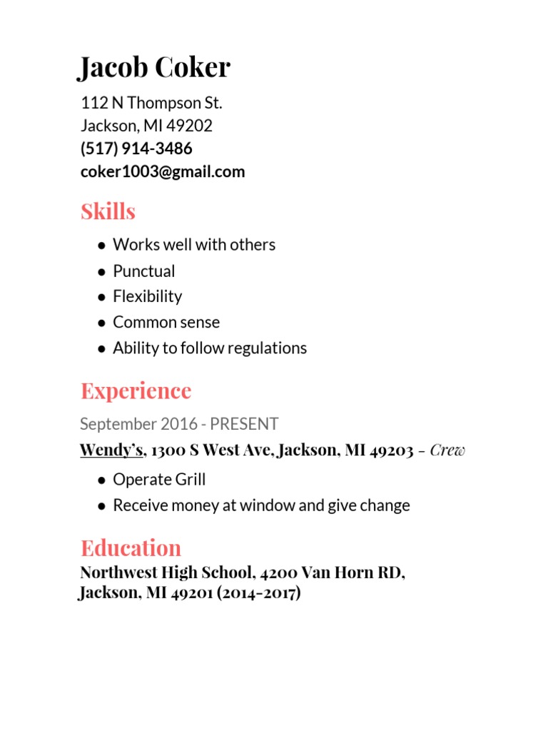 Jacob Coker's Resume and Skills | PDF