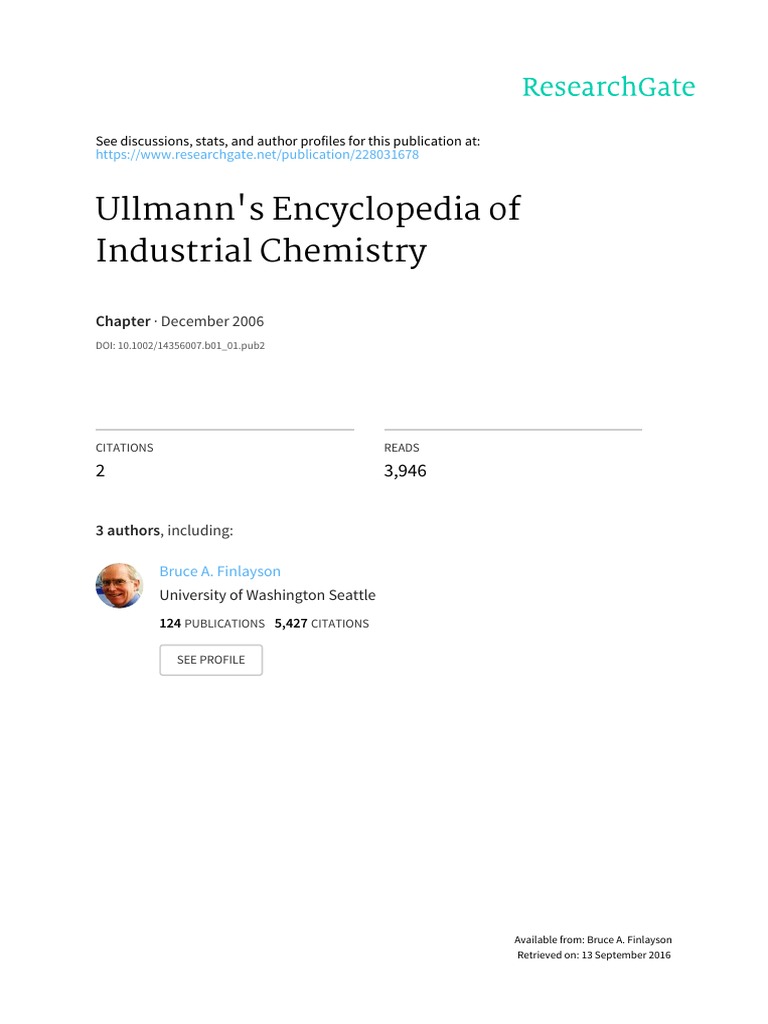 Ullmann #39 s Encyclopedia of Industrial Chemistry PDF Matrix