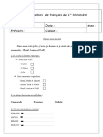 Composition de Français Du 1er Trimestre 3 Anne Primaire