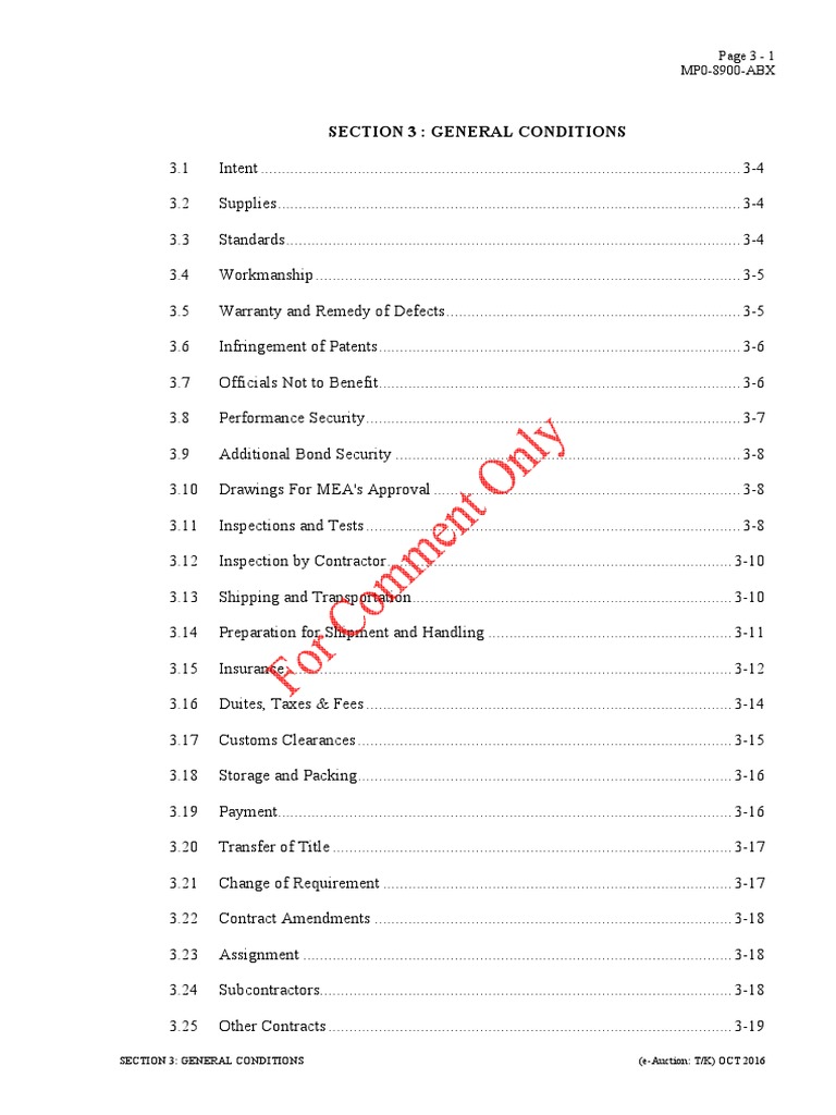 Section 3: General Conditions: Page 3 - 1 MP0-8900-ABX | PDF ...