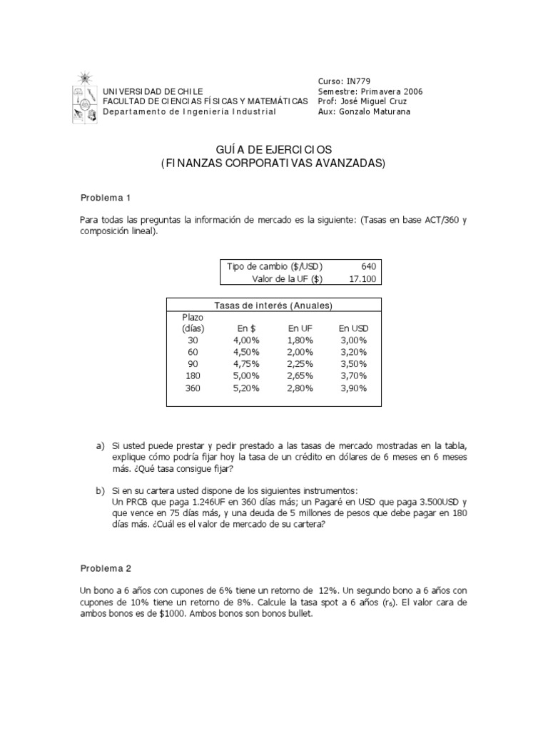 Finanzas Corporativas Ejercicios PDF | PDF | Compartir (Finanzas ...