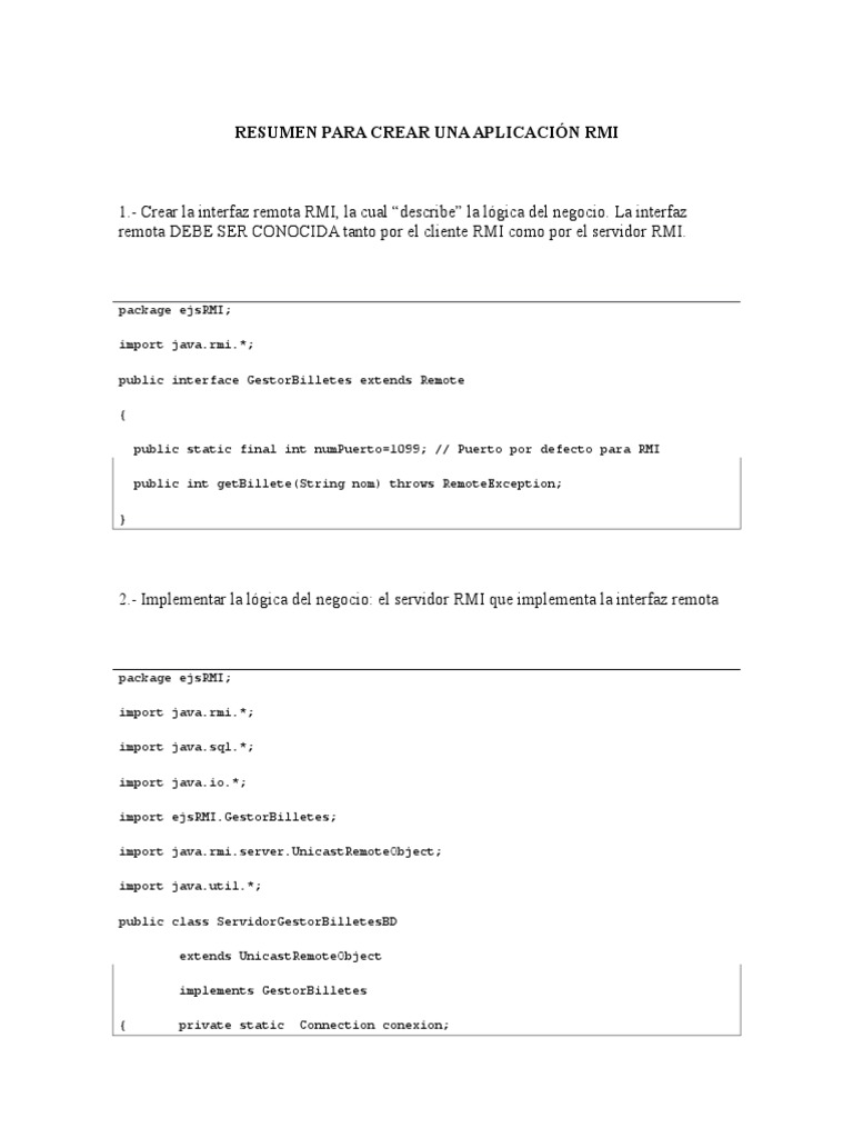 Guía para Crear Aplicación RMI en Java | PDF | Java (lenguaje de ...