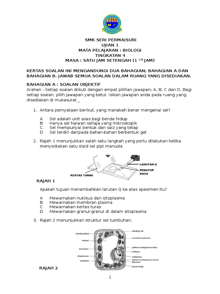 Ujian 1 Bio F4 2016 Pdf