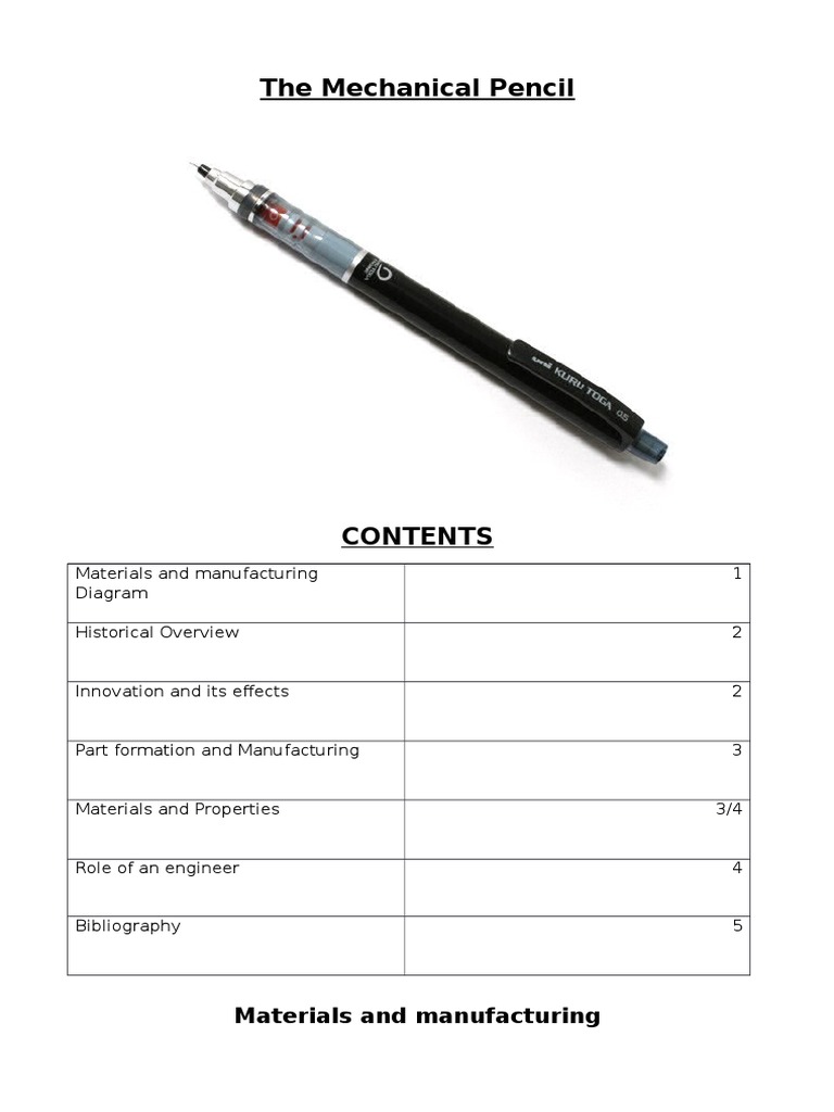 The Mechanical Pencil Pdf Pencil Materials Science