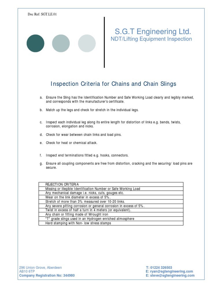Chain Sling Inspection Guidelines | PDF | Computers | Technology ...