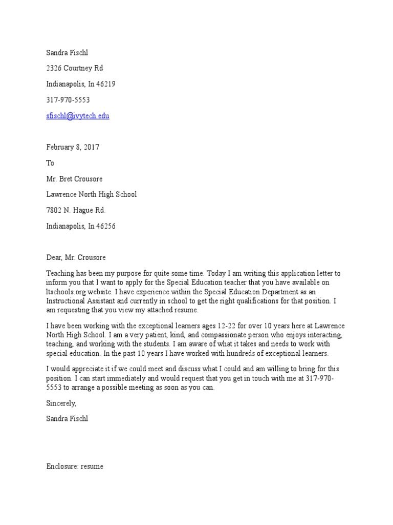 Cover Letter Educational Psychology | PDF