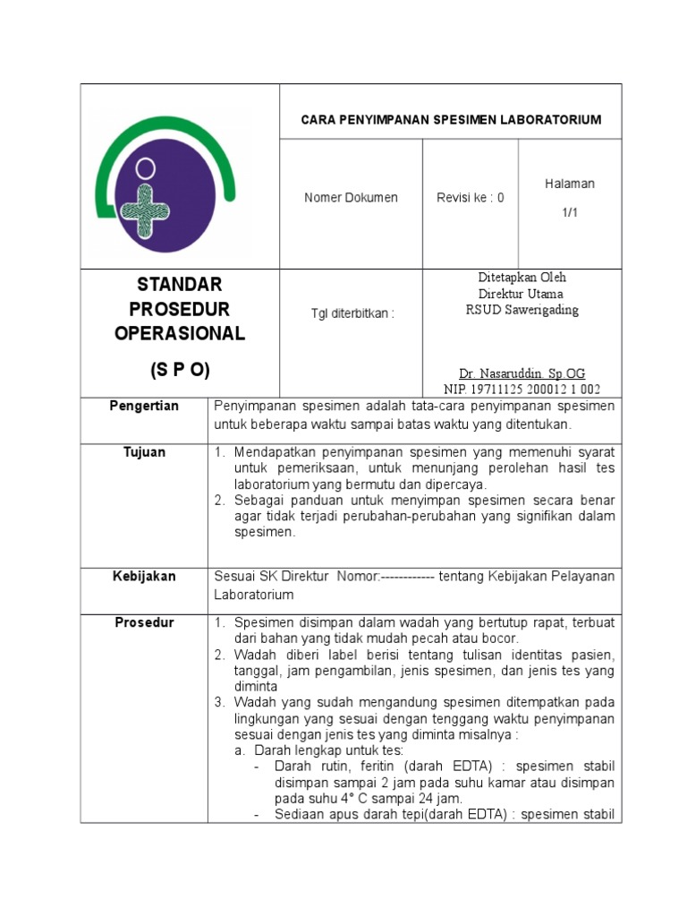 Cara Penyimpanan Spesimen Laboratorium