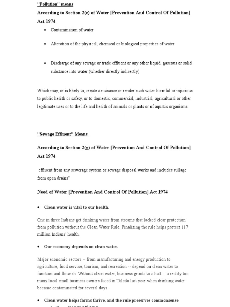 According To Section 2 (E) of Water (Prevention and Control of ...