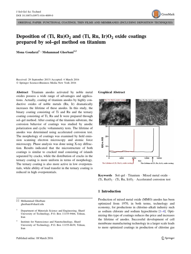 Deposition and Characterization of (Ti, Ru)O2 and (Ti, Ru, Ir)O2 Oxide