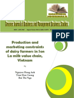 Production and Marketing Constraints of Dairy Farmers in Son La Milk Value Chain, Vietnam