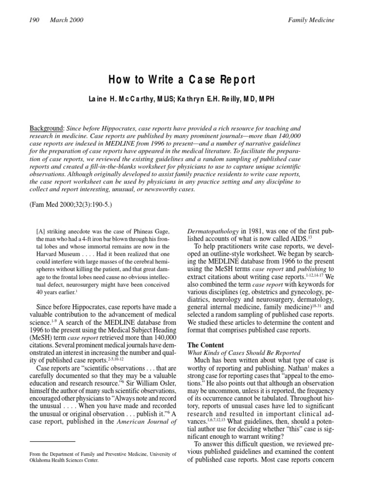 Guidelines for Writing Case Reports | PDF | Case Report | Abstract ...
