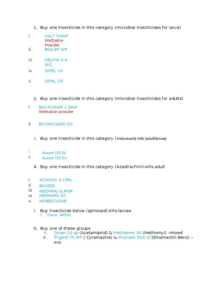 Microbial & Chemical Insecticides Guide | PDF