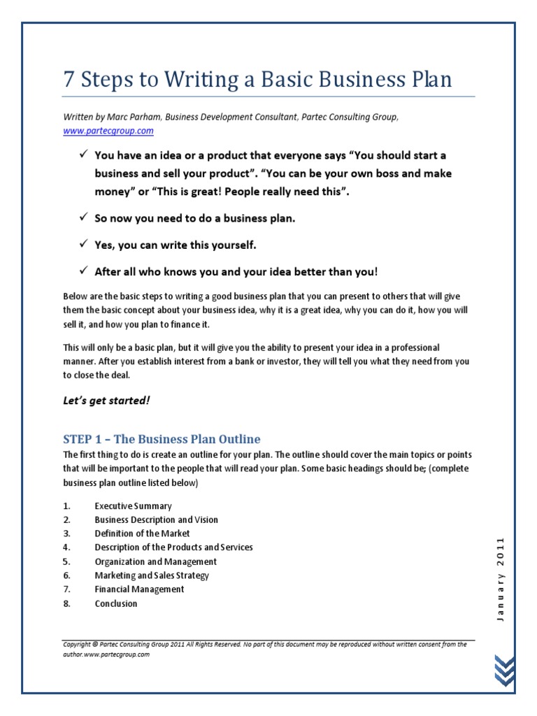 format for writing a business plan