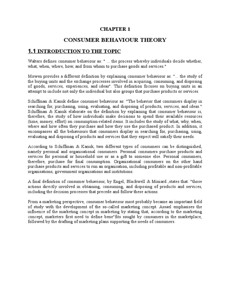 Overview of Consumer Behaviour Theory | PDF | Consumer Behaviour | Behavior