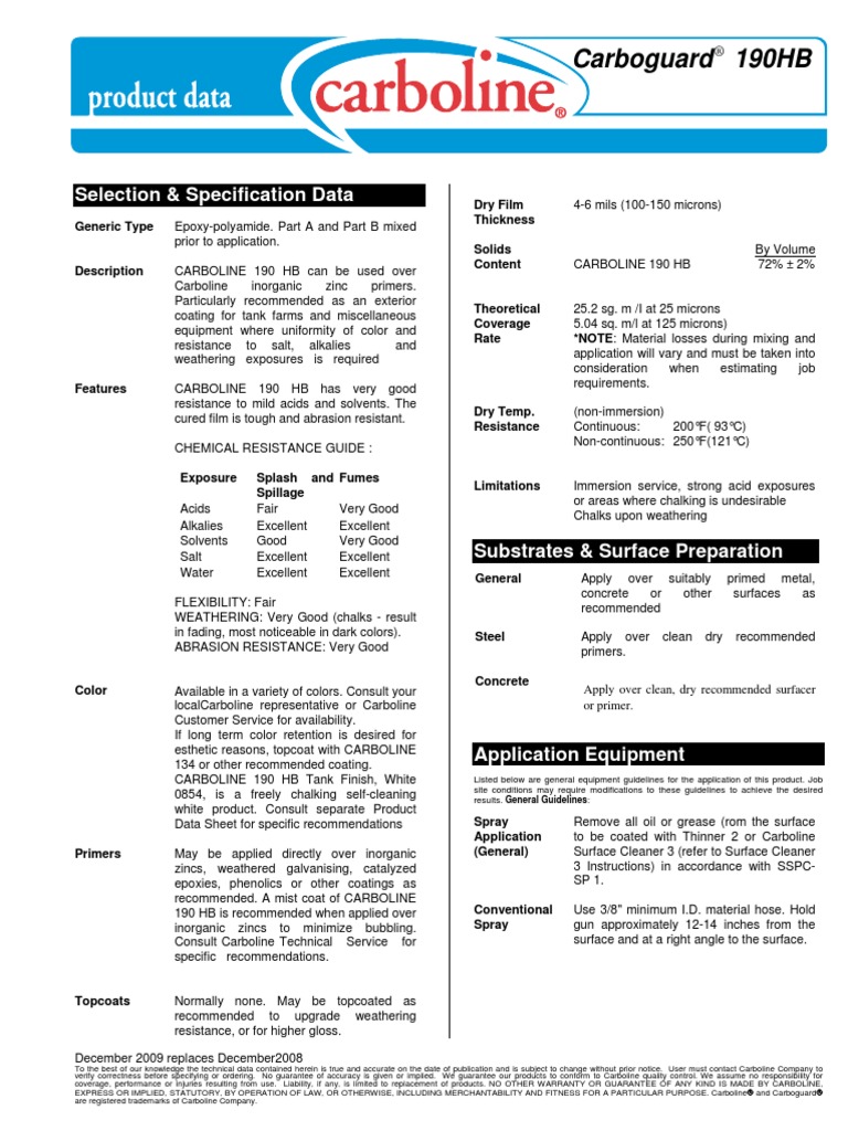 Carboguard 190 Hb Manmade Materials Materials