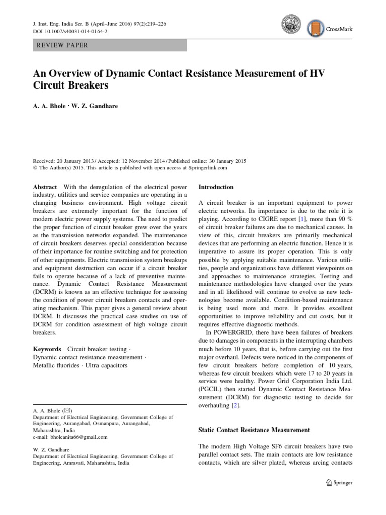 Overview of Dynamic Contact Resistance Testing | PDF | Electrical ...