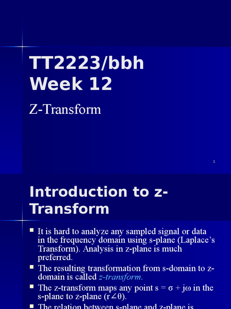 Z-Transform Basics and Applications | PDF | Calculus | Mathematical ...