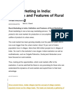 Rural Marketing in India: Definition and Features of Rural Marketing