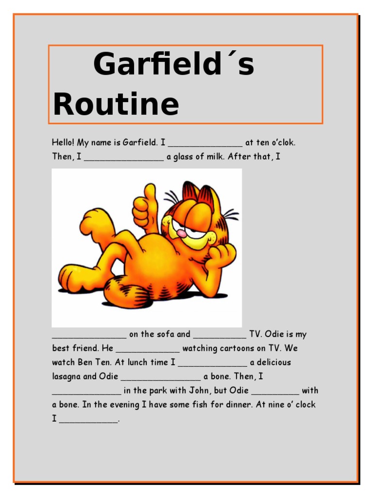 Garfield's Daily Routine Explained | PDF