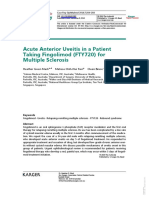 Acute Anterior Uveitis in A Patient Taking Fingolimod (FTY720) For Multiple Sclerosis