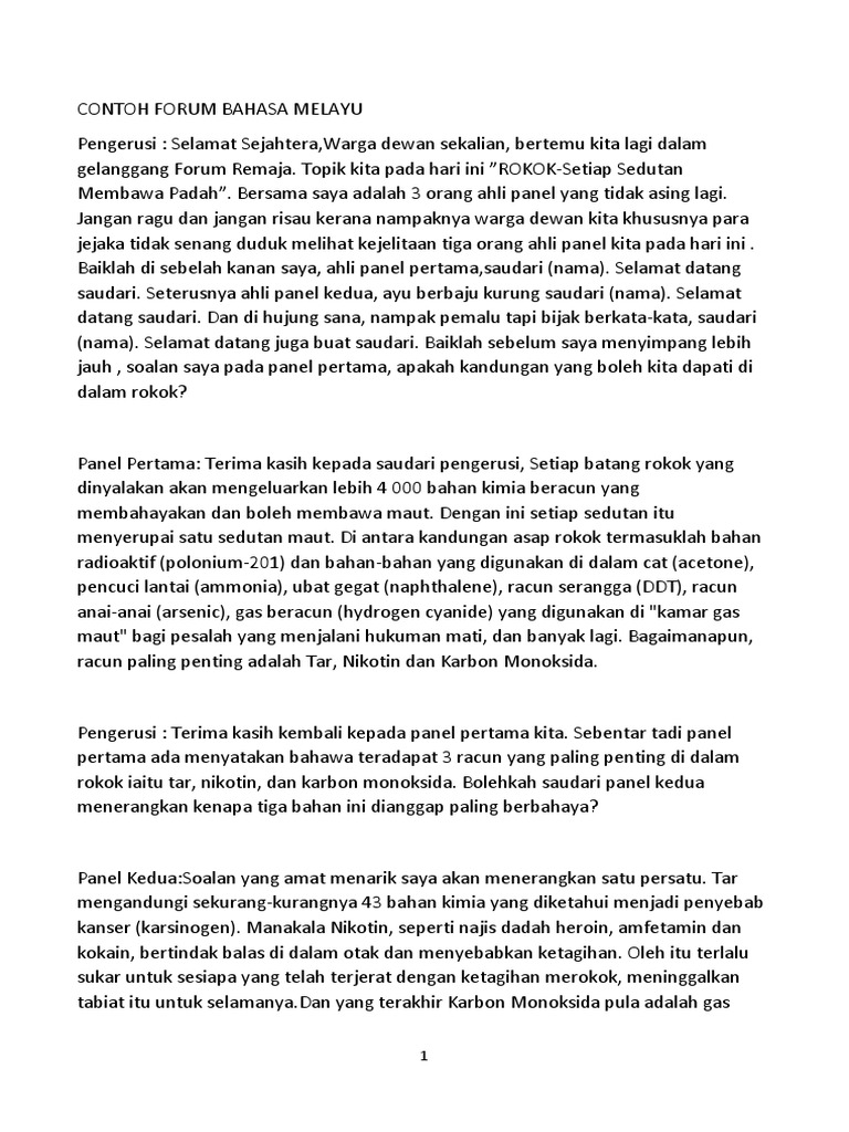 Contoh Forum Bahasa Melayu