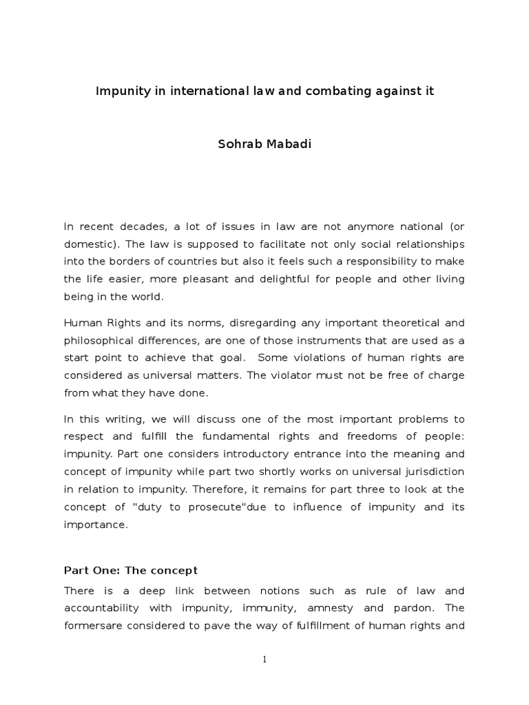 Impunity in International Law in A Glanc | PDF | International Criminal ...