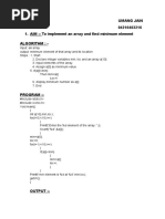 AIM:-To Implement An Array and Find Minimum Element Algorithm