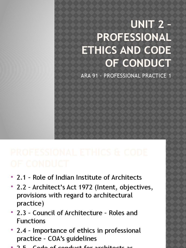 Unit 2 Professional Ethics And Code Of Conduct