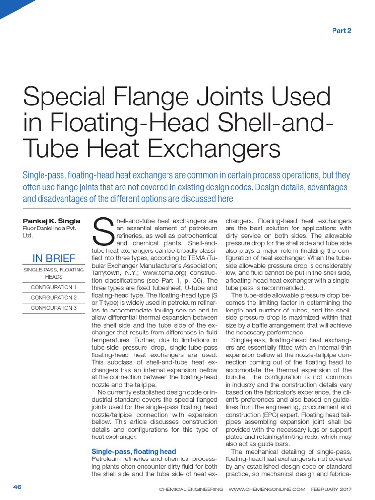 Special Flange Joints Used in FloatingHead ShellAndTube Heat