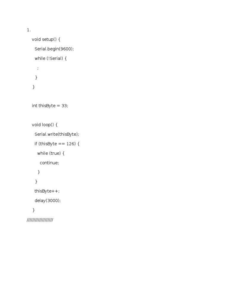 Void Setup (Serial - Begin (9600) While (!serial) ( ) ) | PDF ...