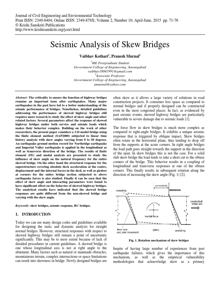 Seismic Analysis of Skew Bridges SAP 2000 PDF | PDF | Normal Mode ...