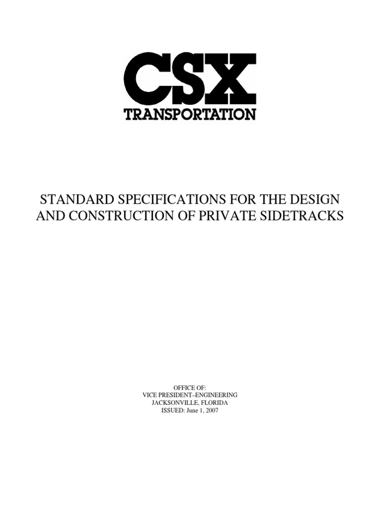 CSX Industrial Sidetrack Manual 063003 PDF | PDF | Track (Rail ...