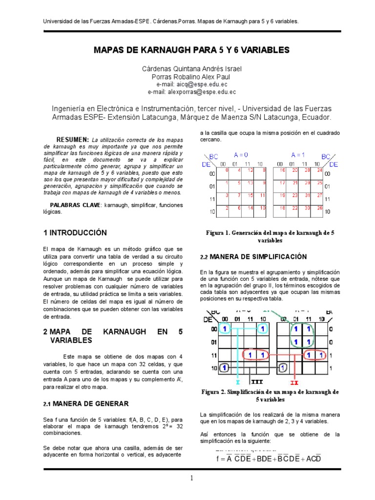Mapas de Karnaugh para 5 y 6 Variables | PDF | Áreas de informática ...