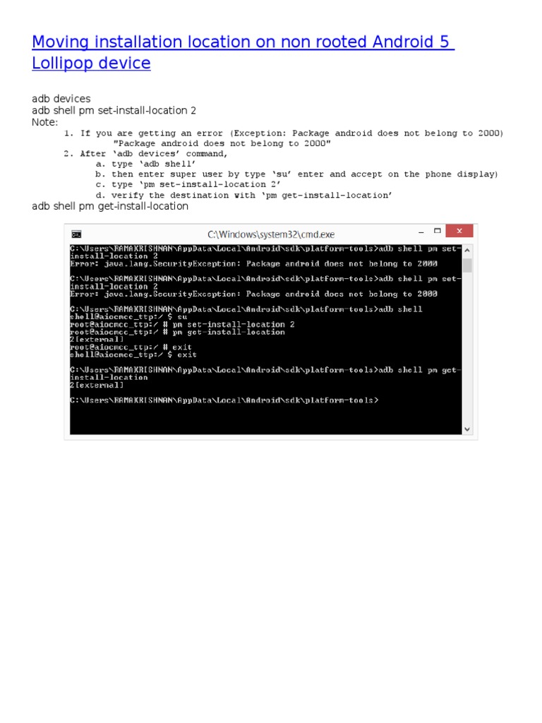 Move App Install Location on Android 5 | PDF | Computers