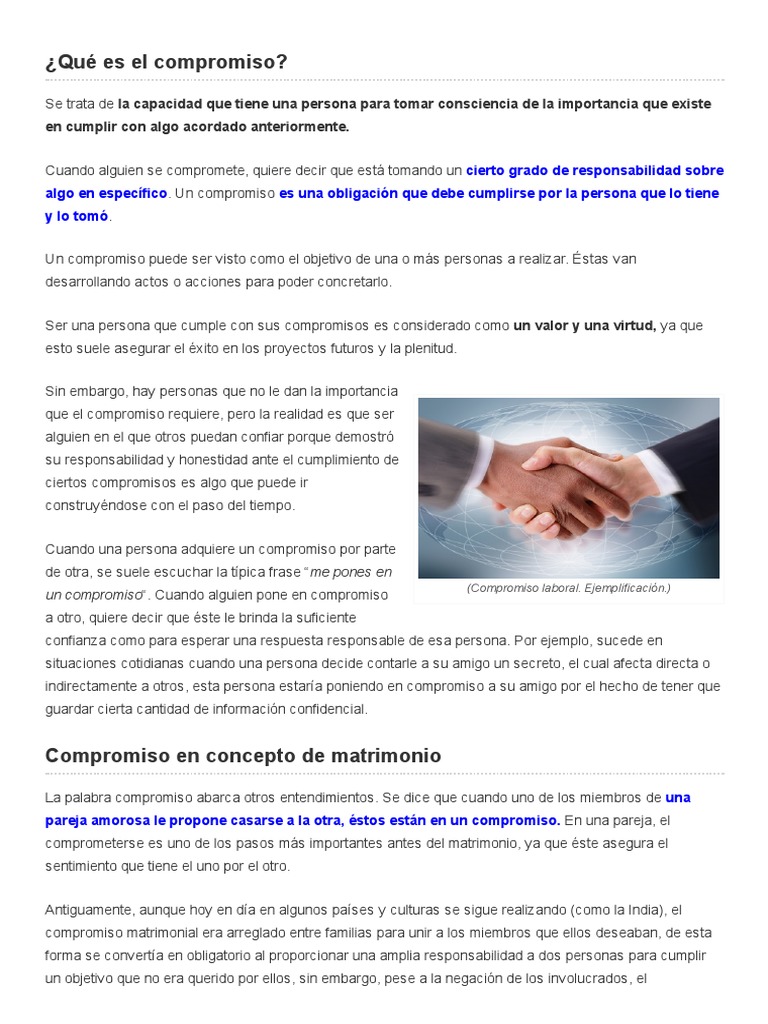 Compromiso Definición y Concepto Matrimonio Psicología