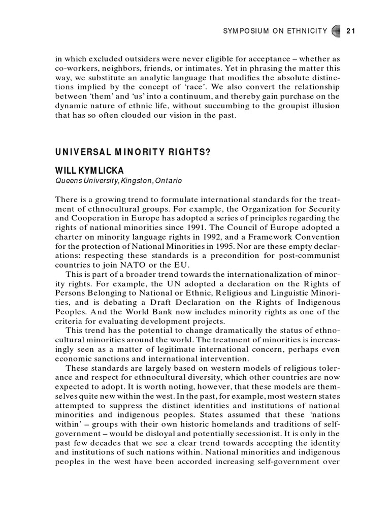Universal Minority Rights Explained | PDF | Minority Group | Ethnic Groups