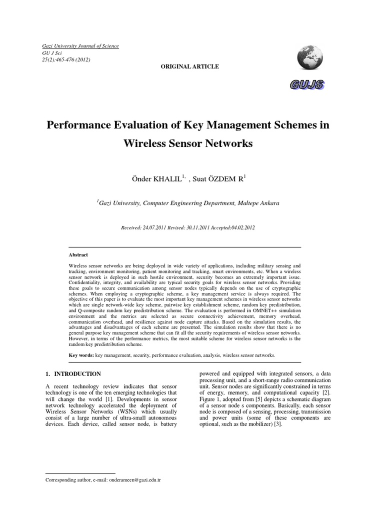Key Management in Wireless Sensor Networks | PDF | Wireless Sensor ...