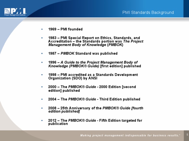 PMI Standards Background: Management Body of Knowledge (PMBOK) | PDF