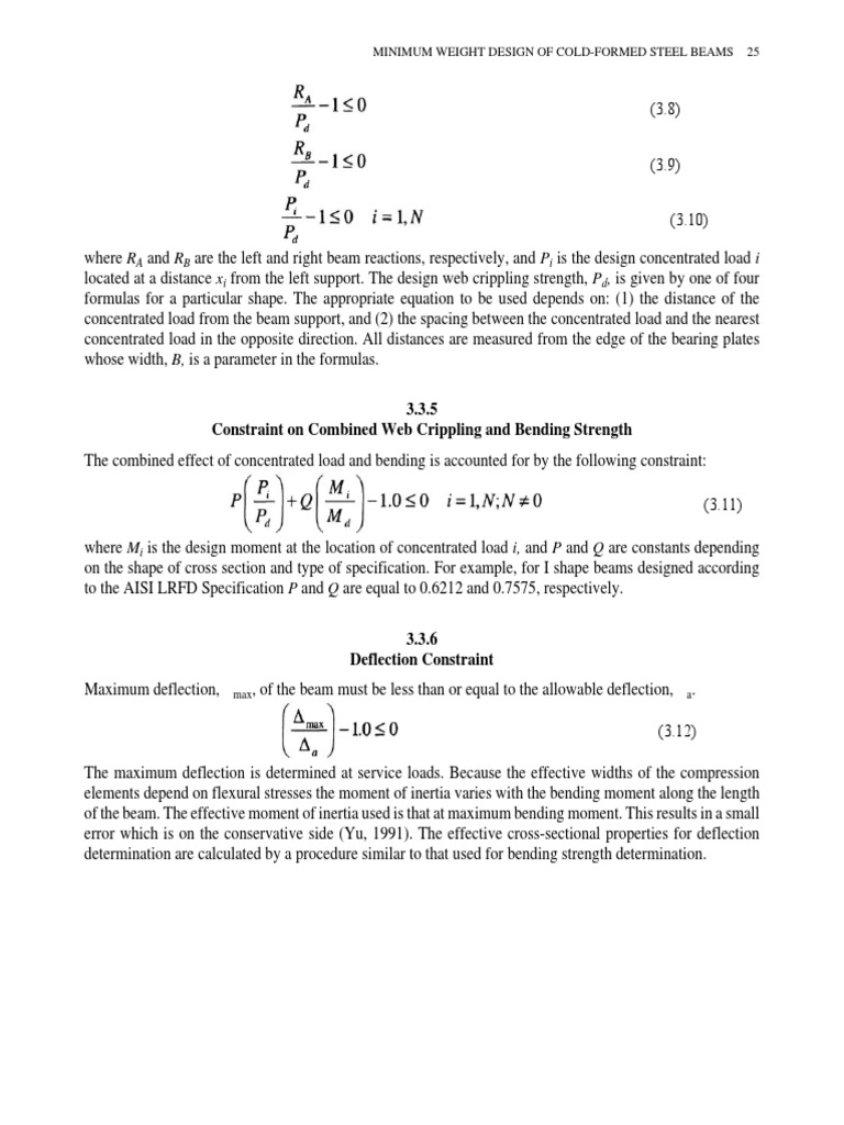 Web Crippling and Deflection in Beams | PDF