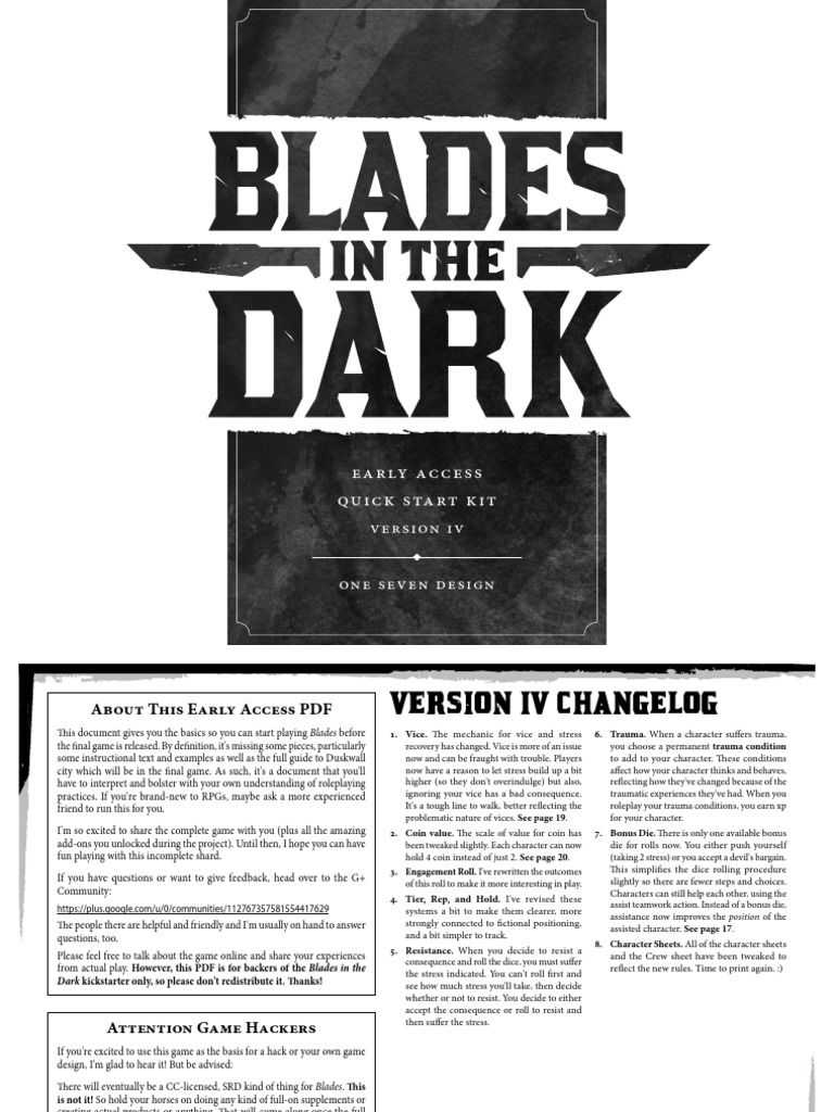 Blades in The Dark PDF Psychological Trauma Dice
