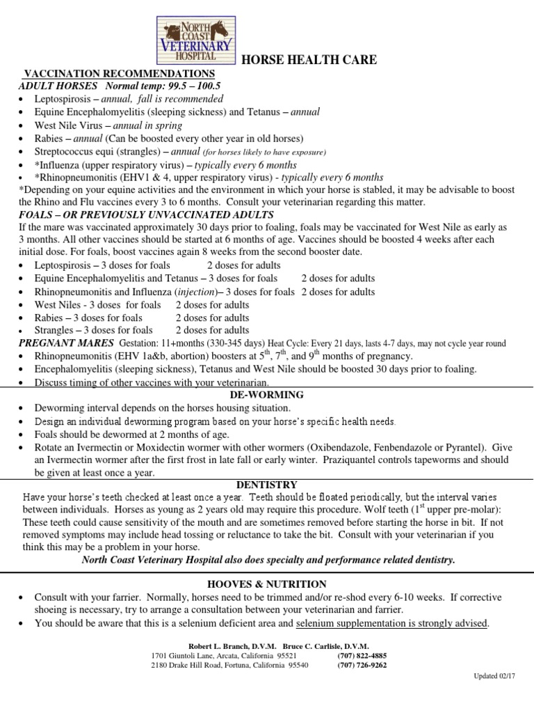 Horse Health Care | PDF | Foal | Vaccines