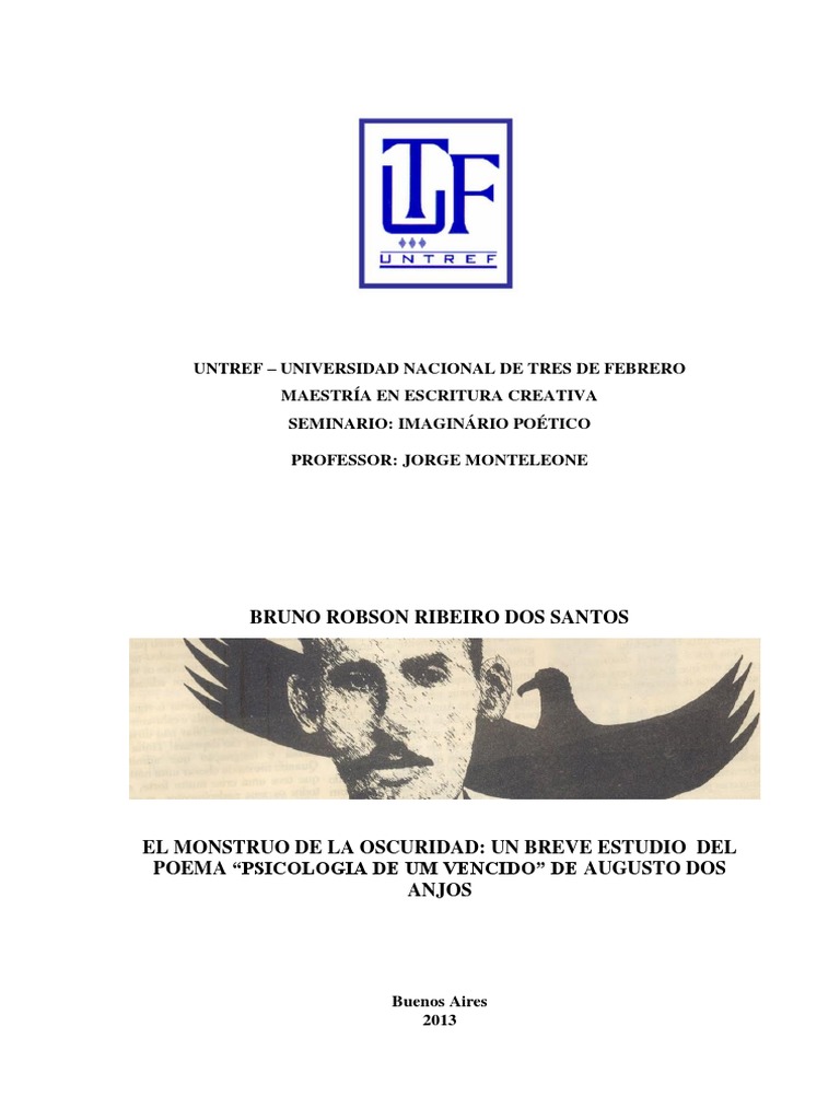Augusto Dos Anjos Psicologia De Um Vencido